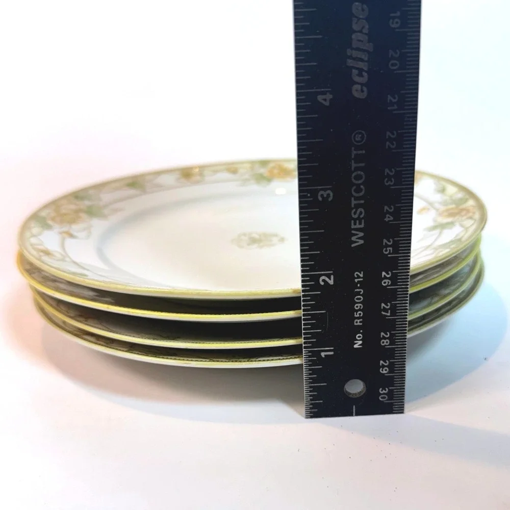 Antique Nippon Morimura Bros Set of 4 Floral & Gold 7.5